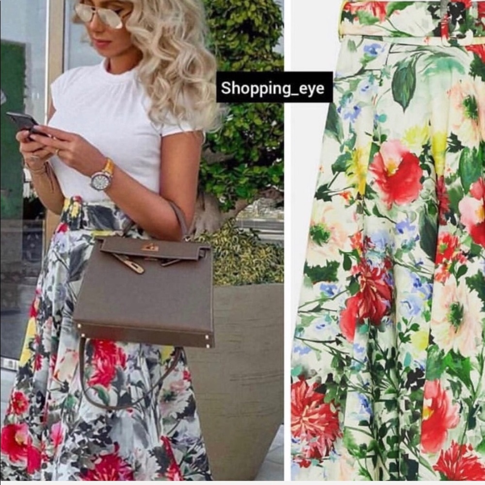 Zara floral print skirt